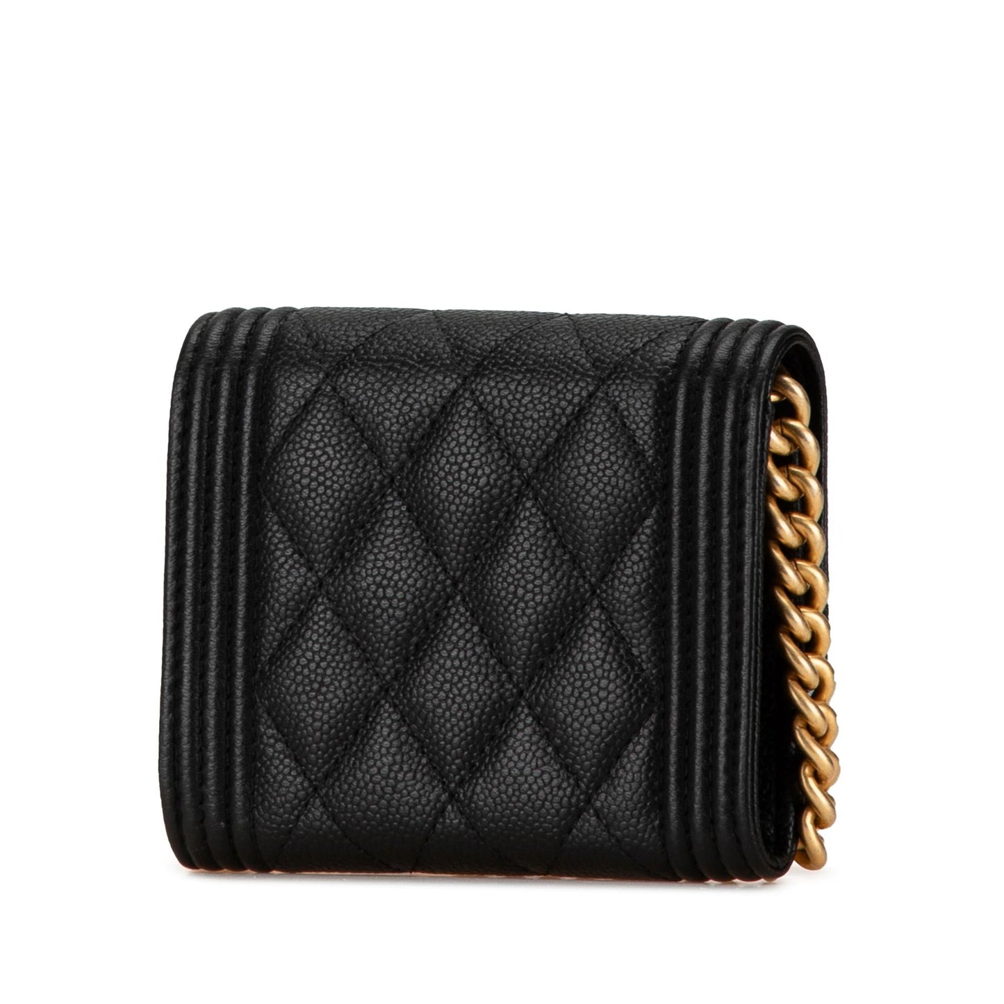 Chanel Quilted Caviar Boy Card Holder Wallet Case