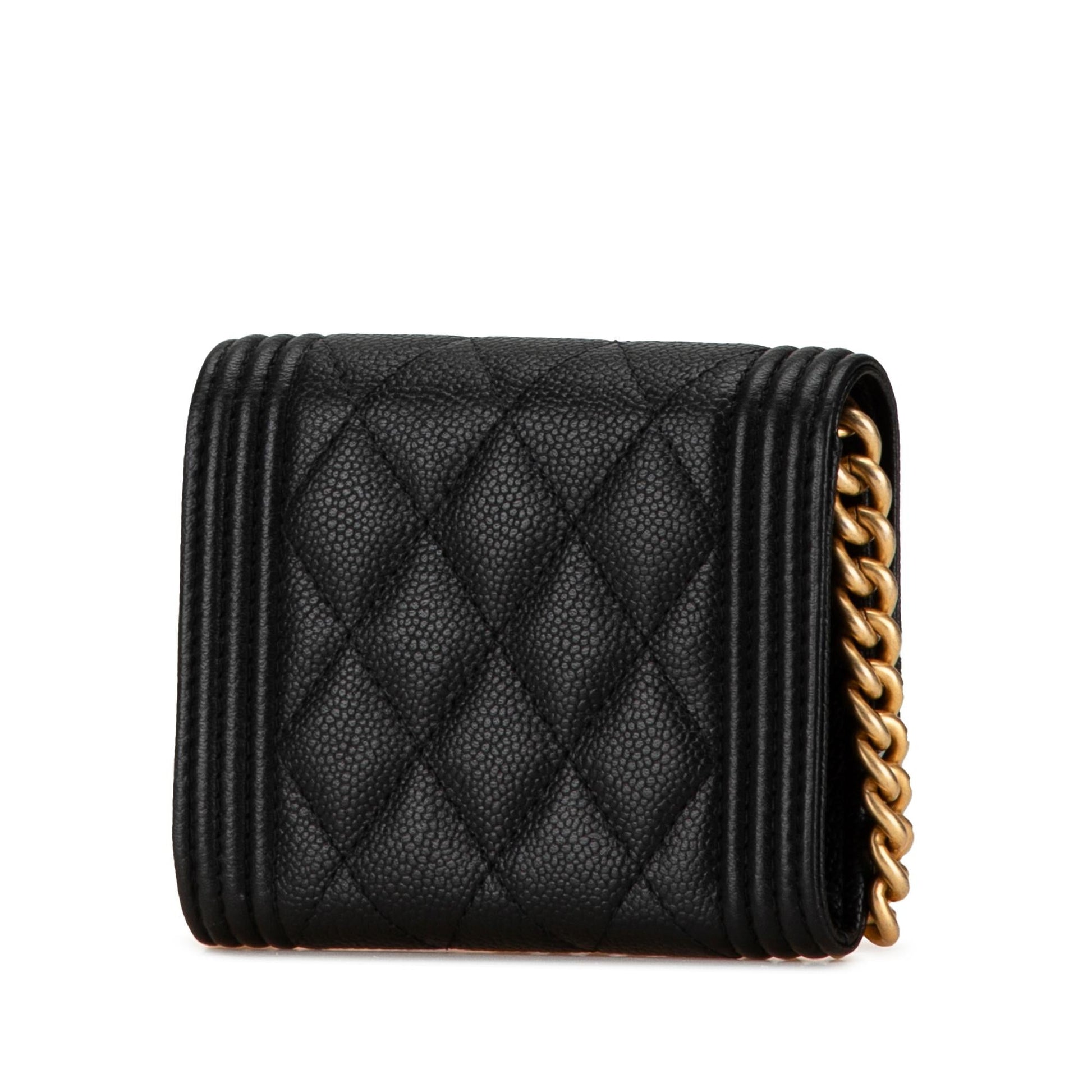 Chanel Quilted Caviar Boy Card Holder Wallet Case