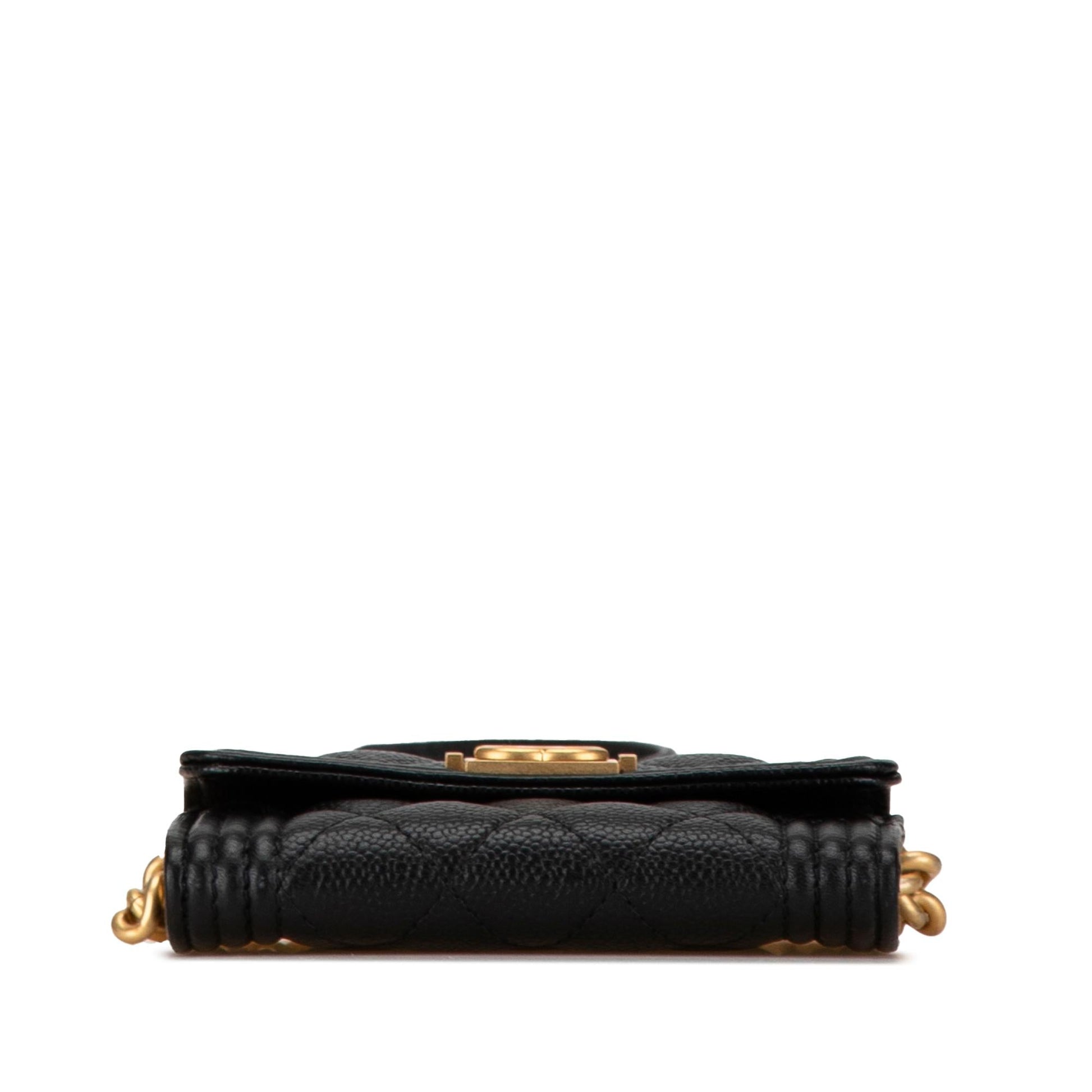 Chanel Quilted Caviar Boy Card Holder Wallet Case Chain 1