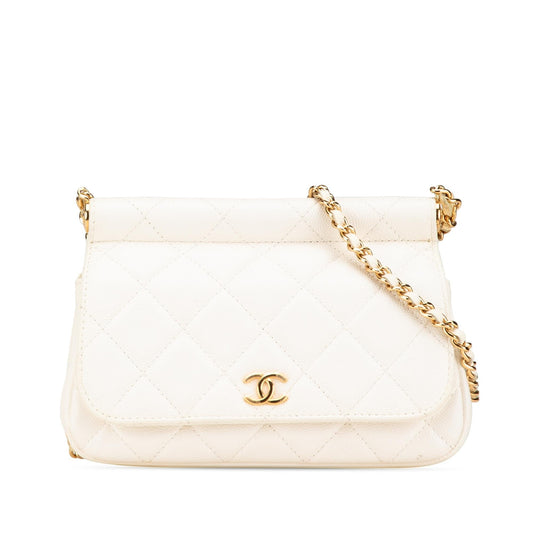 Chanel Quilted Caviar Frame Flap Clutch Bag