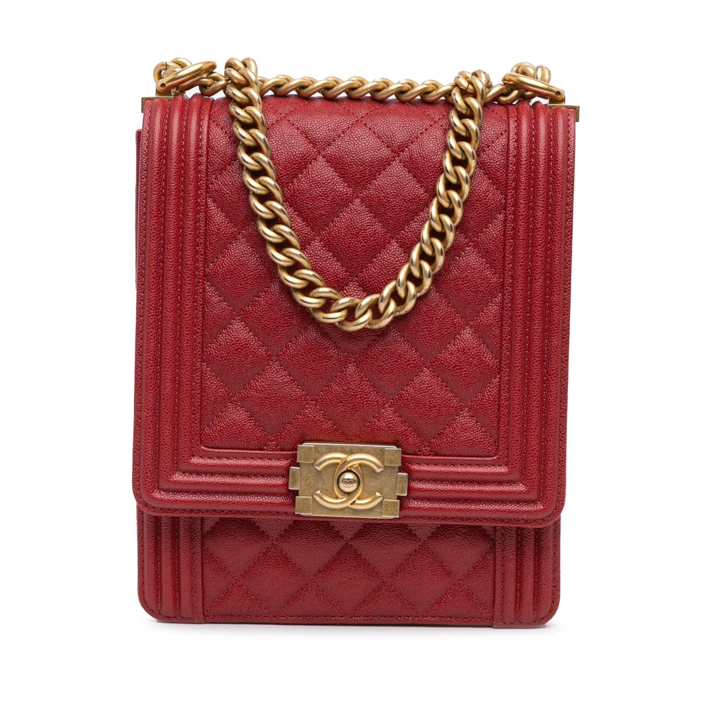 Chanel Quilted Caviar North South Boy Flap Handbag Boy Flap