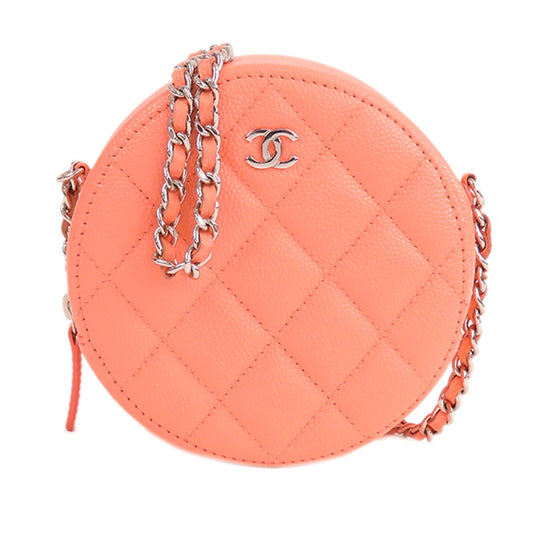 Chanel Quilted Caviar Round SHG-gLWhRd Clutch Bag