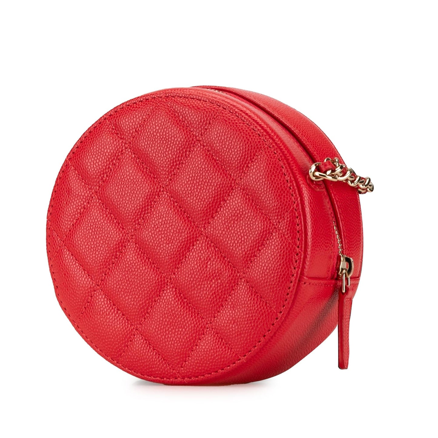 Chanel Quilted Caviar Round Clutch Bag