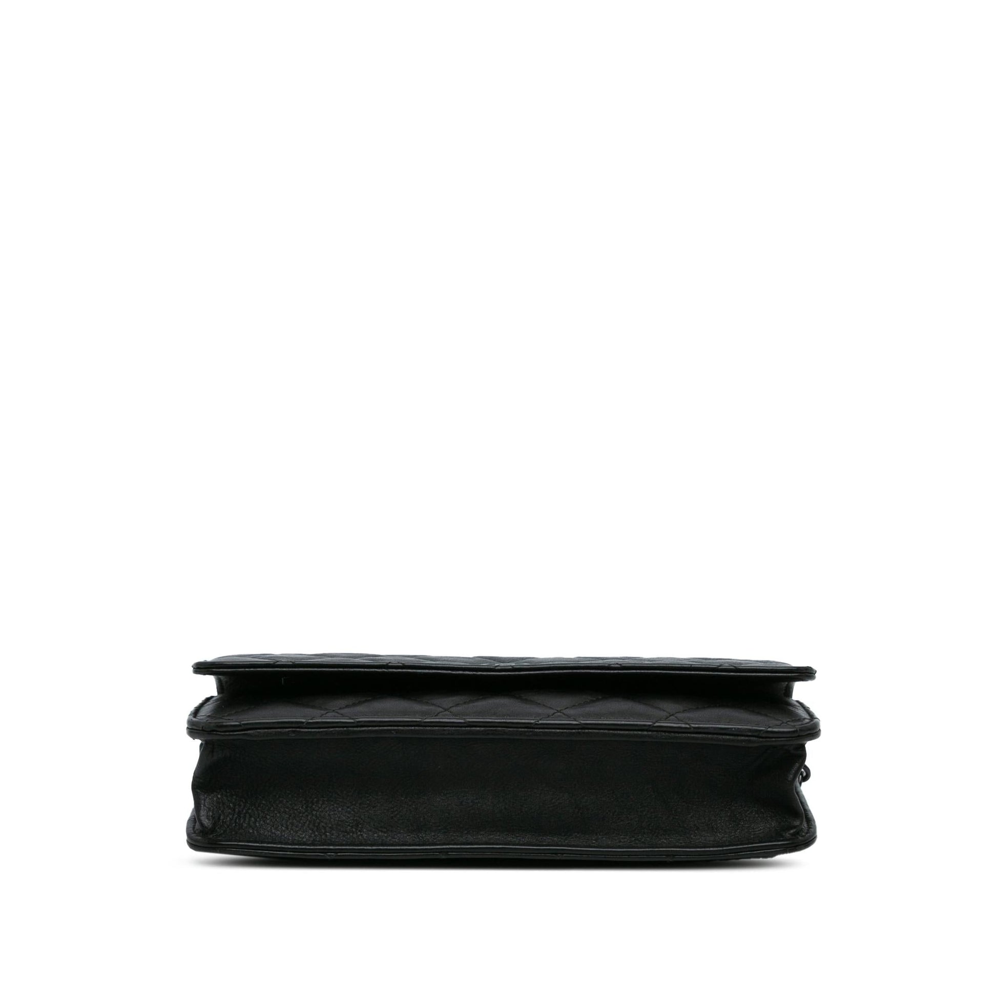 Chanel Quilted Crumpled Calfskin So On SHG-VI9SVY Black Wallet Case