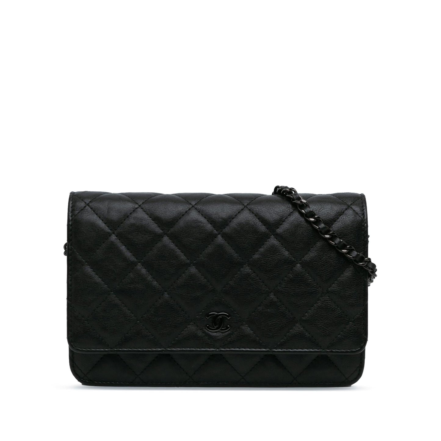 Chanel Quilted Crumpled Calfskin So On SHG-VI9SVY Black Wallet Case