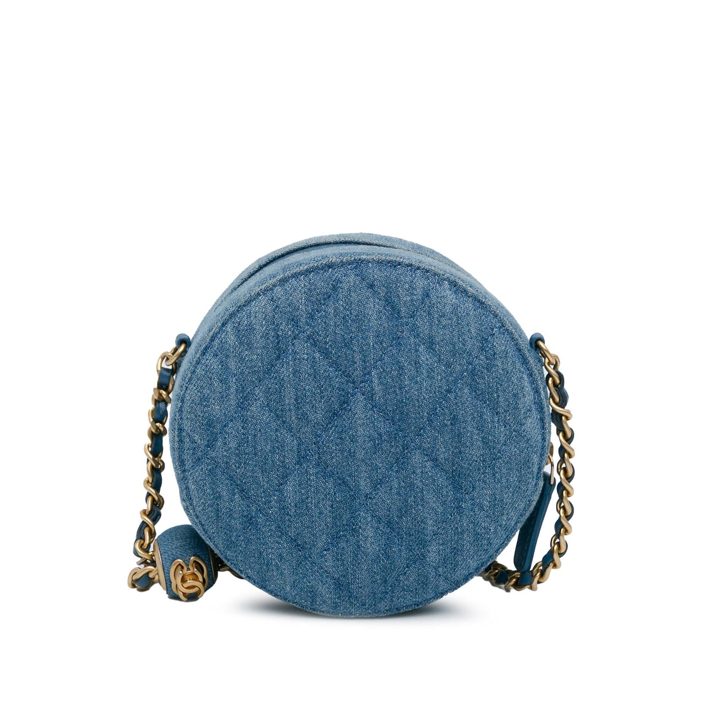 Chanel Quilted Denim Pearl Crush Round SHG-HXkyLN Clutch Bag