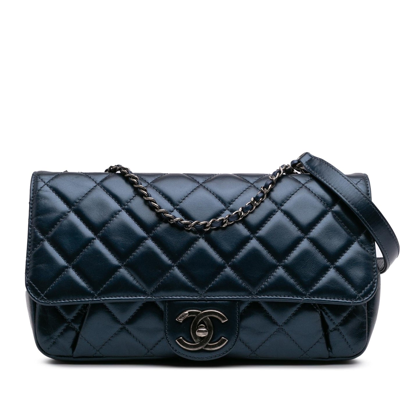 Chanel Quilted Glazed Calfskin Coco Pleats Flap Handbag