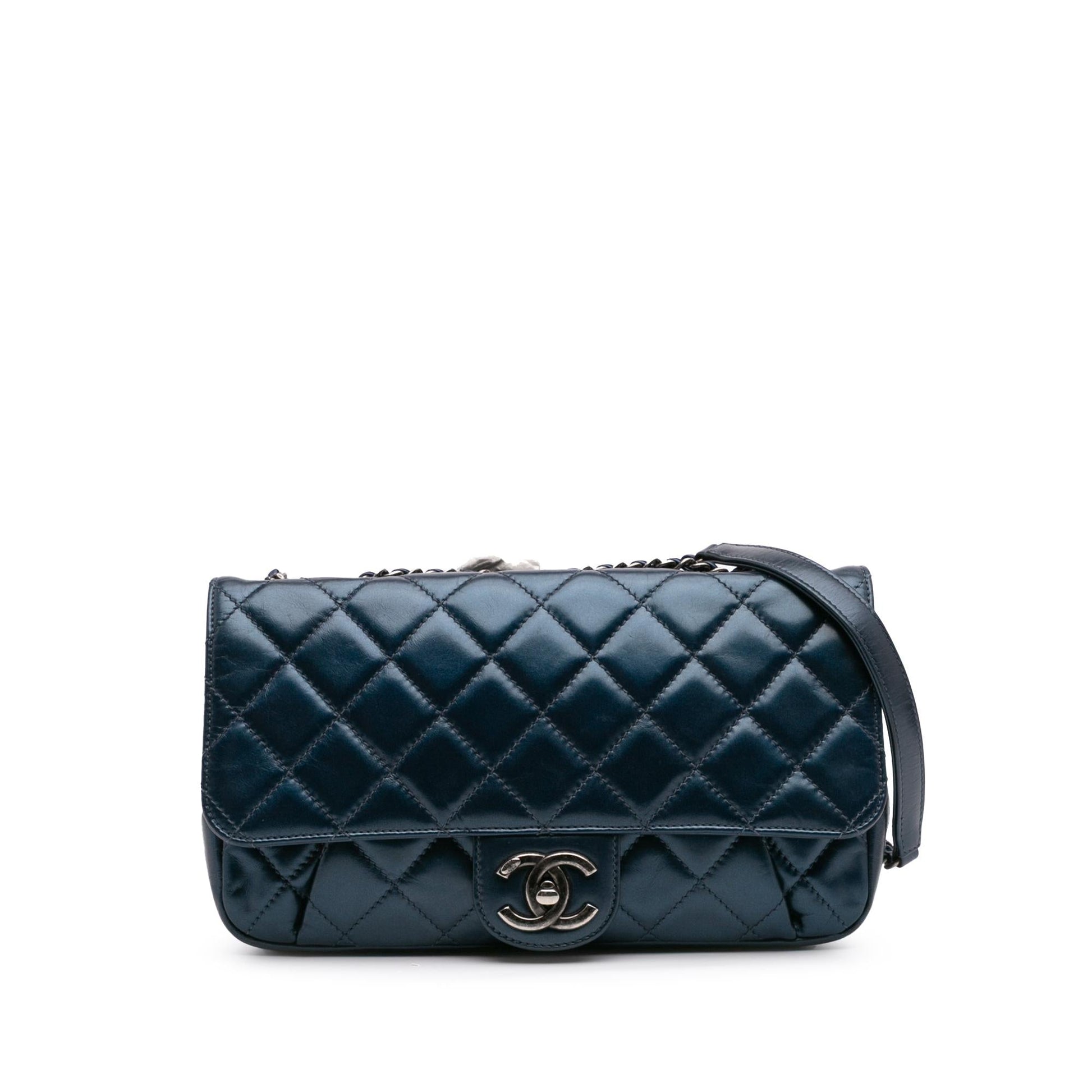 Chanel Quilted Glazed Calfskin Coco Pleats Flap Handbag Flap 3