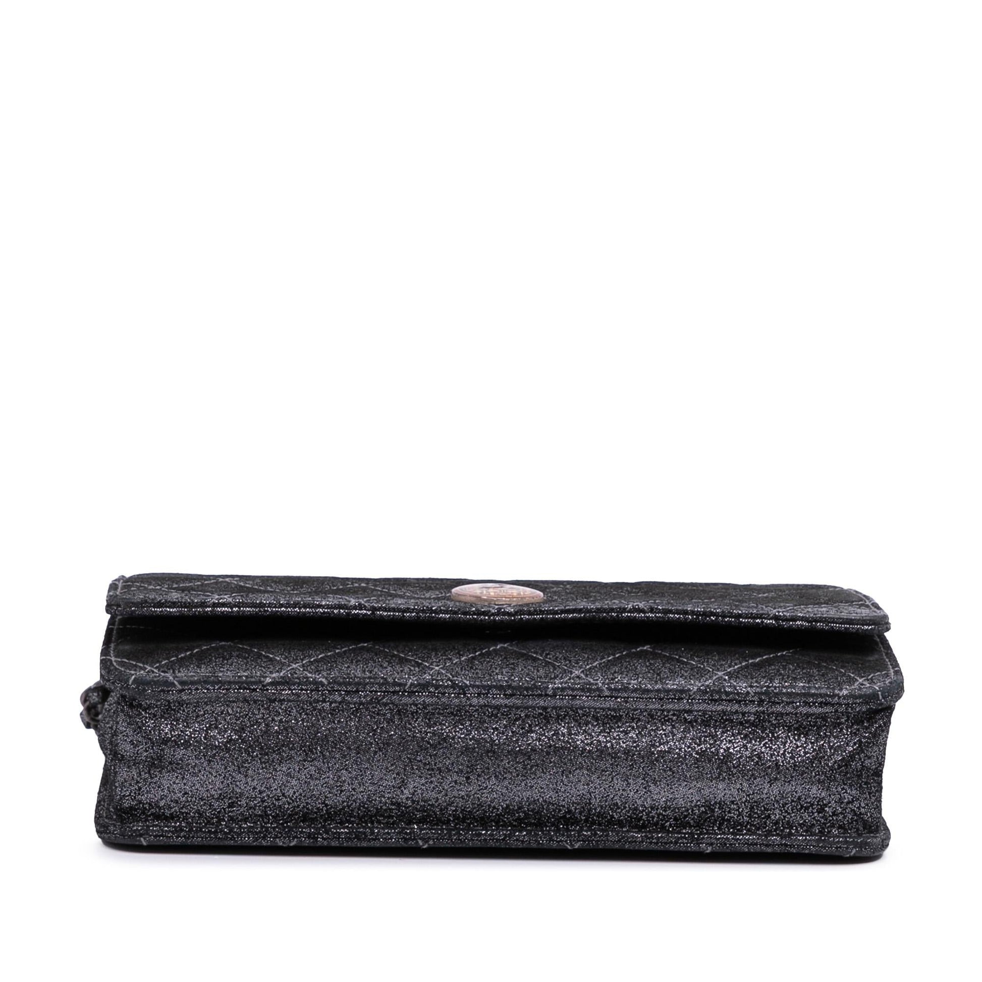 Chanel Quilted Iridescent Lambskin Tartan Button On Wallet Case Chain 1