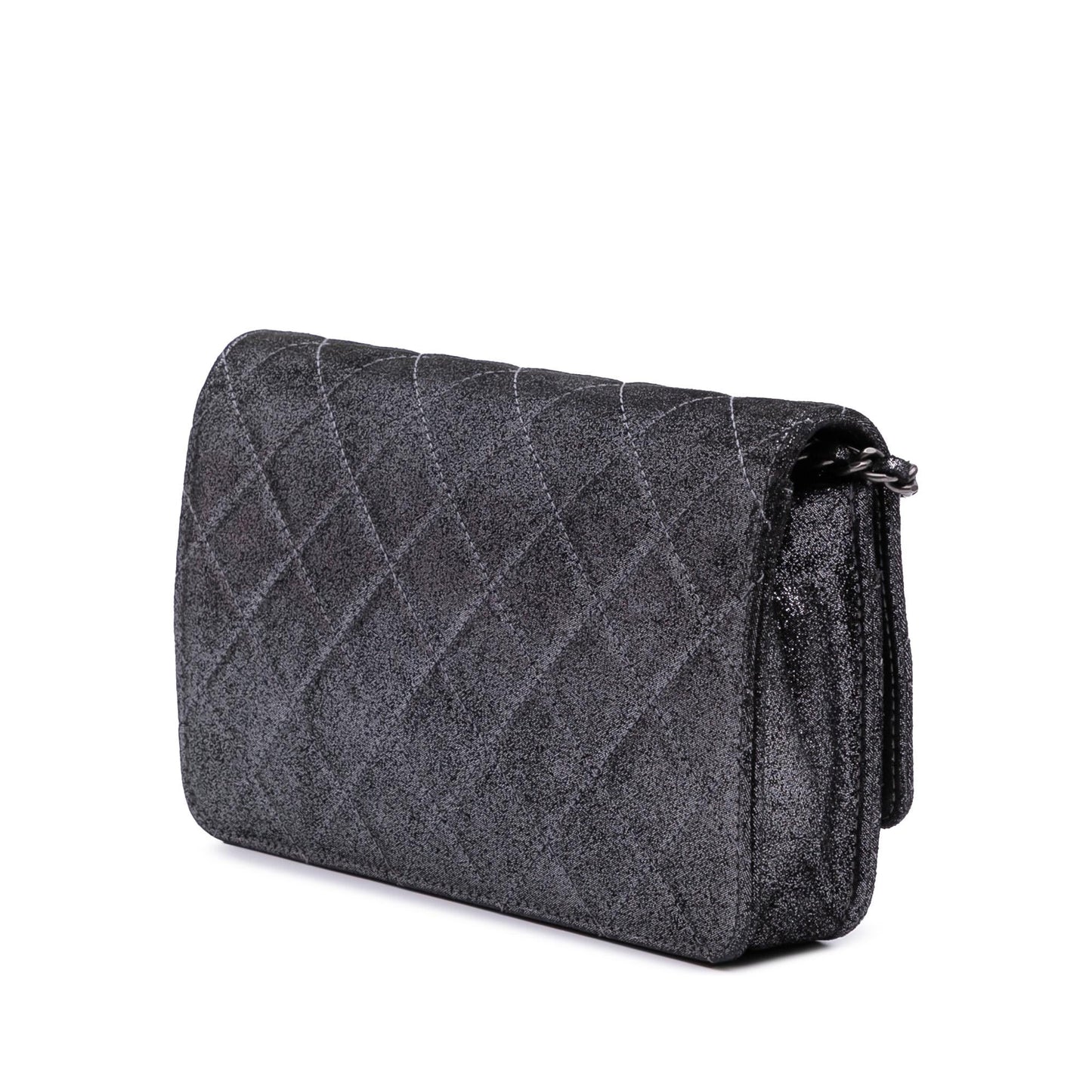 Chanel Quilted Iridescent Lambskin Tartan Button On Wallet Case Chain 1