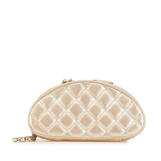 Chanel Quilted Iridescent Lambskin Wristlet Clutch Bag