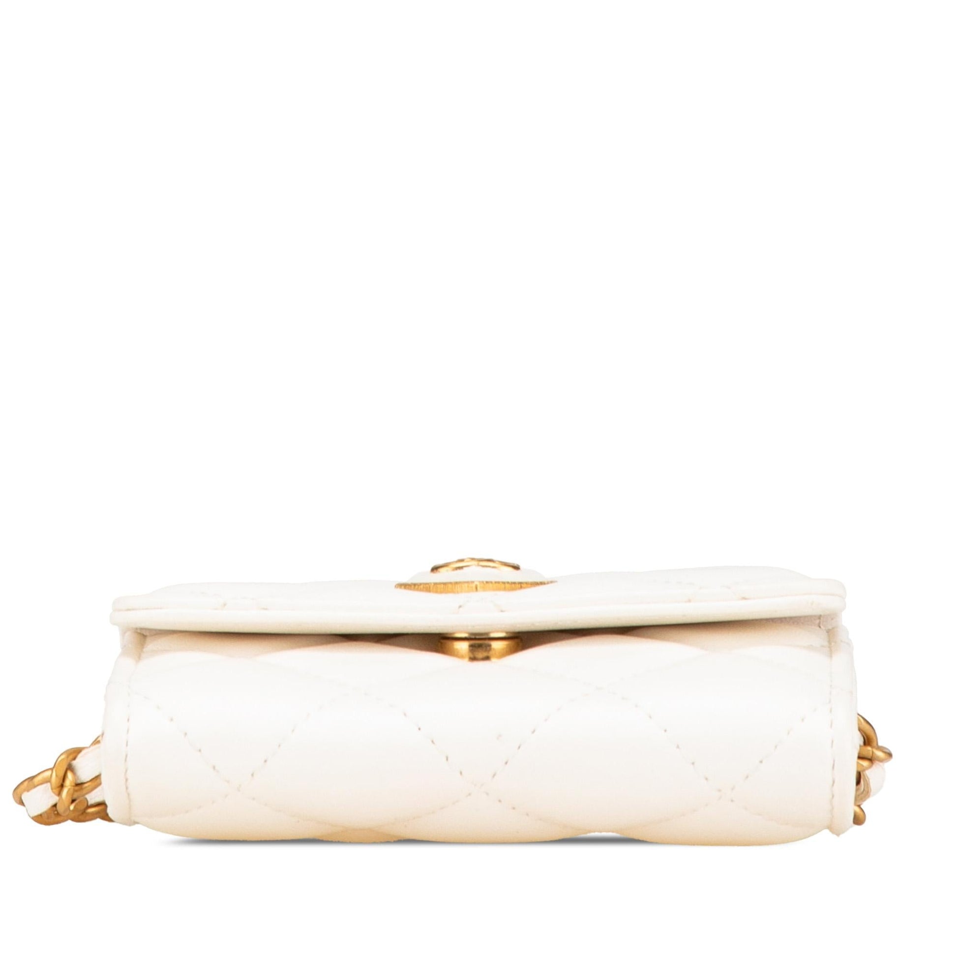 Chanel Quilted Lambskin Coco Love Card Holder Wallet Case