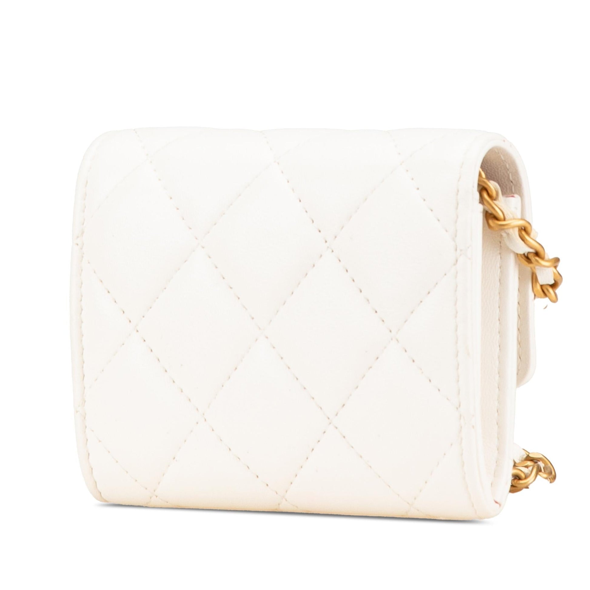 Chanel Quilted Lambskin Coco Love Card Holder Wallet Case