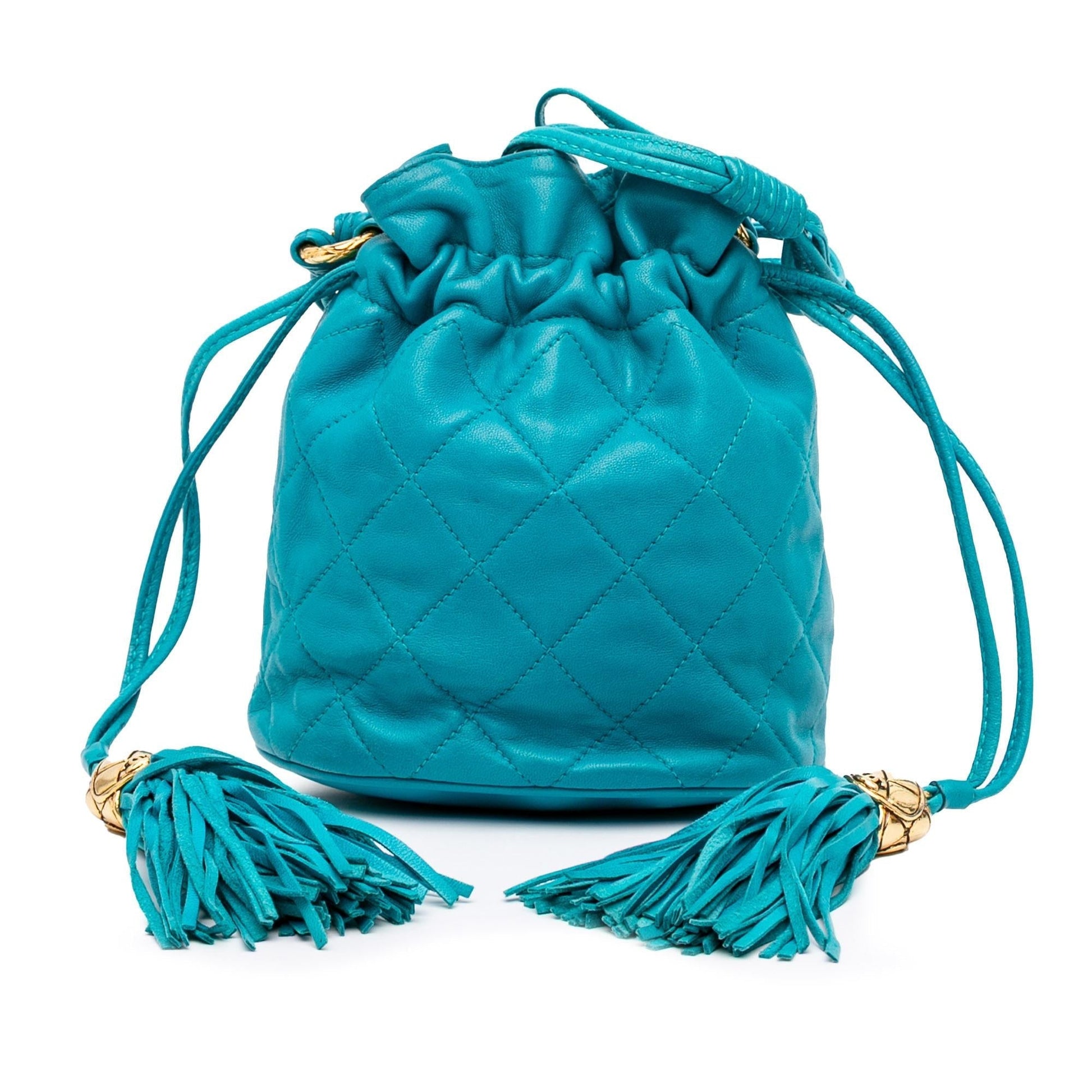 Chanel Quilted Lambskin Drawstring Tassel Bucket Jewelry