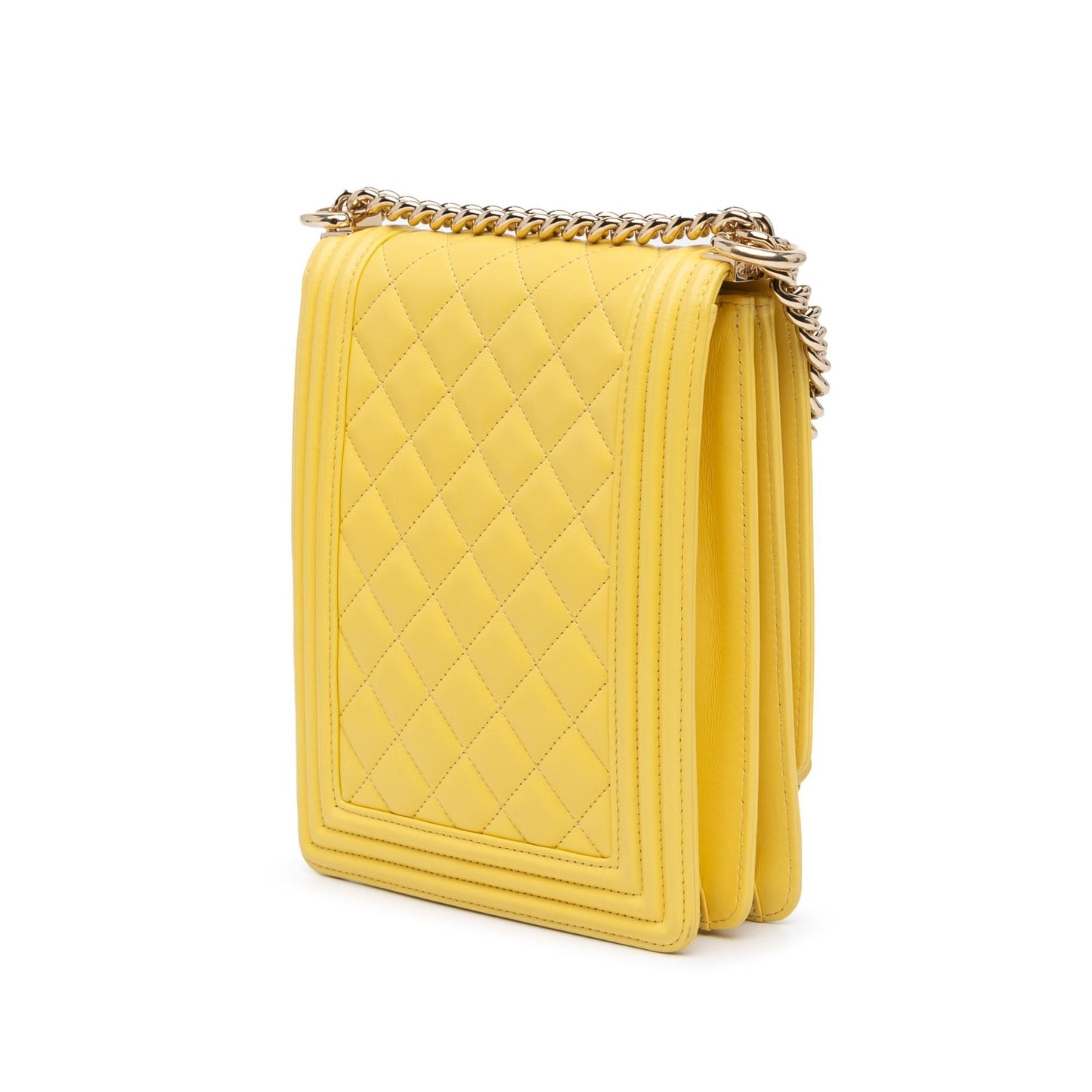Chanel Quilted Lambskin North South Boy Flap Handbag