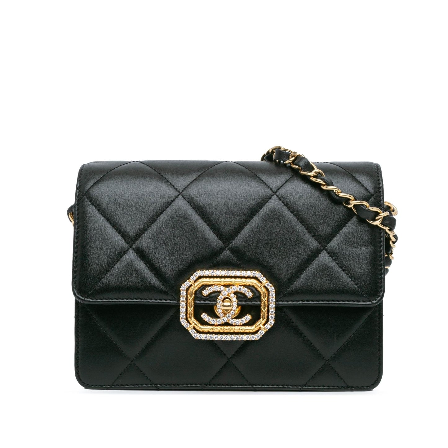 Chanel Quilted Lambskin Octagonal Buckle Crossbody Bag
