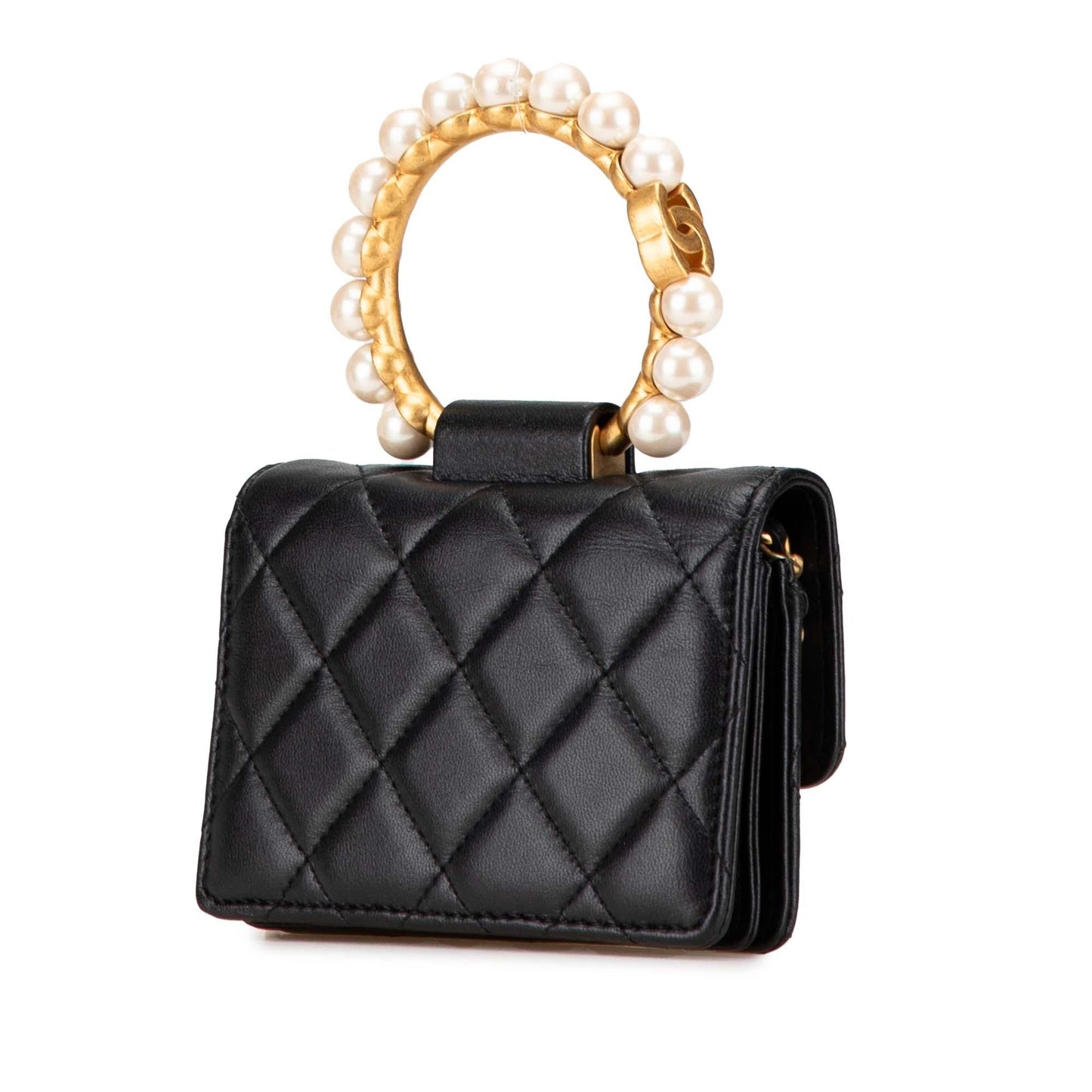 Chanel Quilted Lambskin Pearl Crown On Clutch Bag