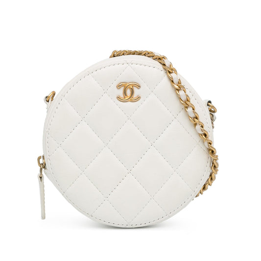 Chanel Quilted Lambskin Pearl Crush Round SHG-SbdIV9 Clutch Bag