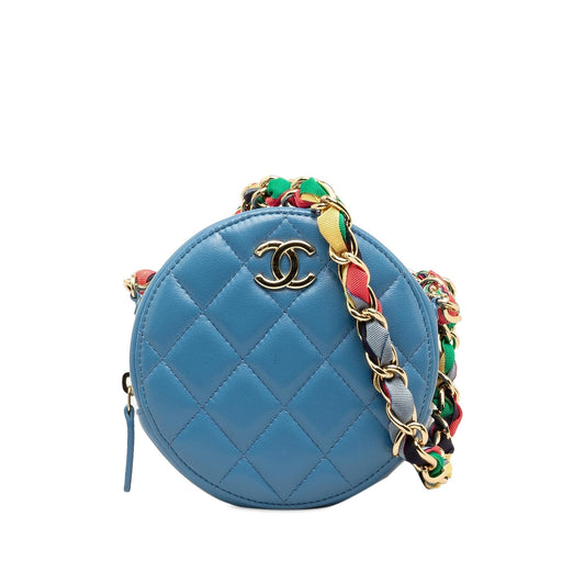 Chanel Quilted Lambskin Ribbon Round SHG-fknQGN Clutch Bag
