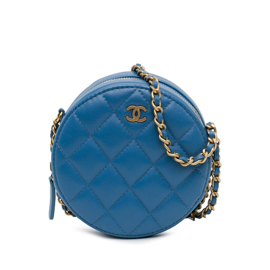 Chanel Quilted Lambskin Round SHG-Imo8ot Clutch Bag