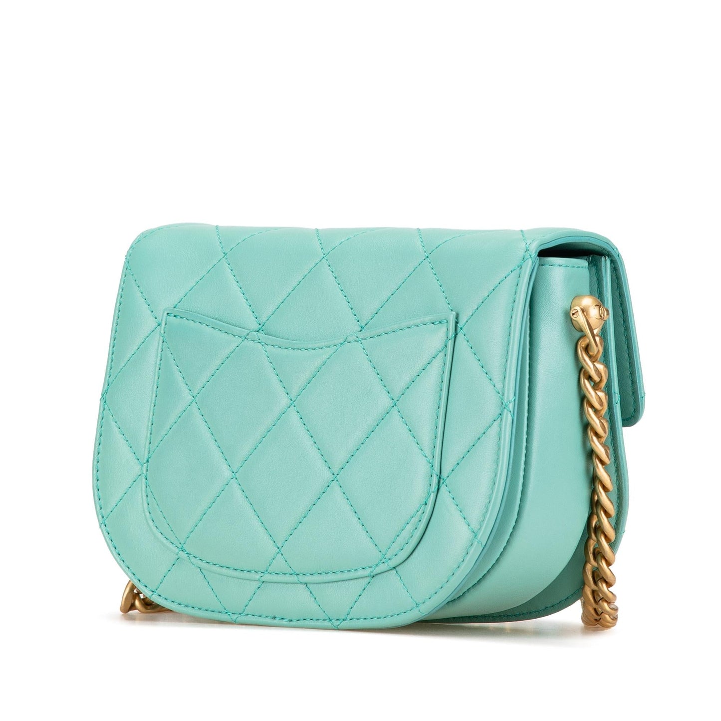 Chanel Quilted Lambskin Round Moon Messenger Flap Messenger Bag