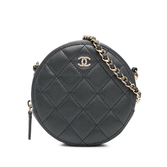 Chanel Quilted Lambskin Round Pearl SHG-57ukAg Clutch Bag