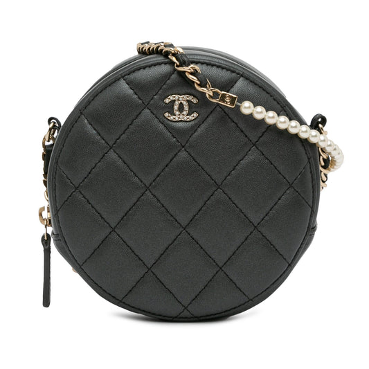 Chanel Quilted Lambskin Round Pearl SHG-UUBB1G Clutch Bag