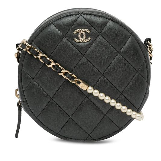 Chanel Quilted Lambskin Round Pearl SHG-gvPaNX Clutch Bag