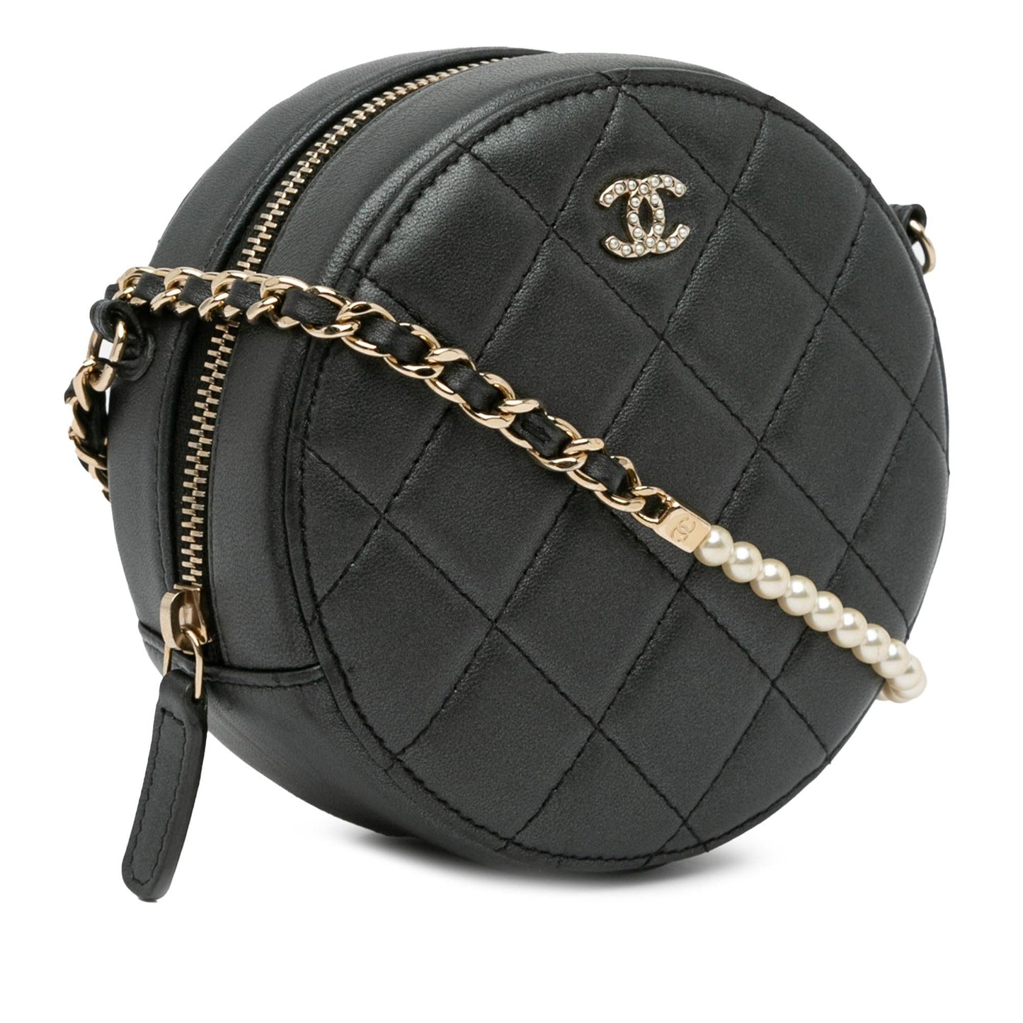 Chanel Quilted Lambskin Round Pearl SHG-gvPaNX Clutch Bag