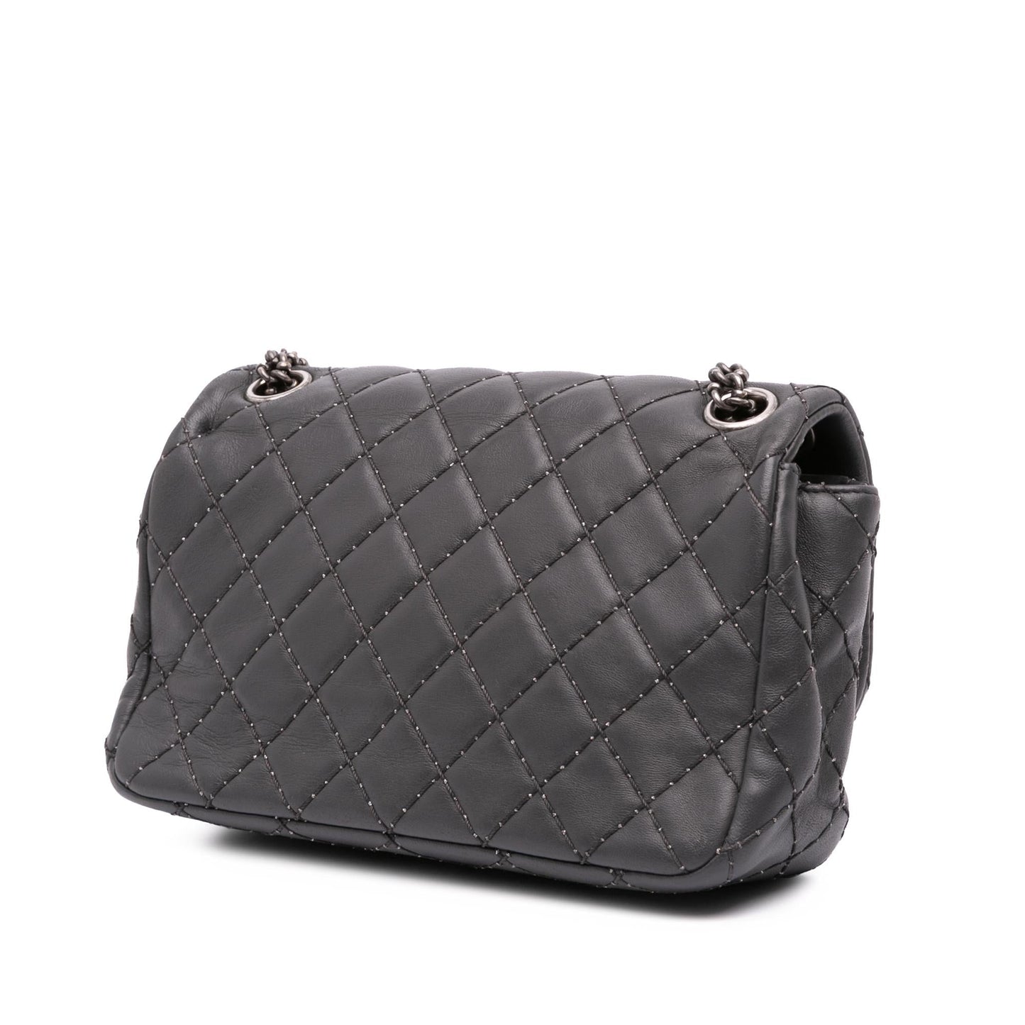 Chanel Quilted Lambskin Stitched Single Flap Handbag Flap 1