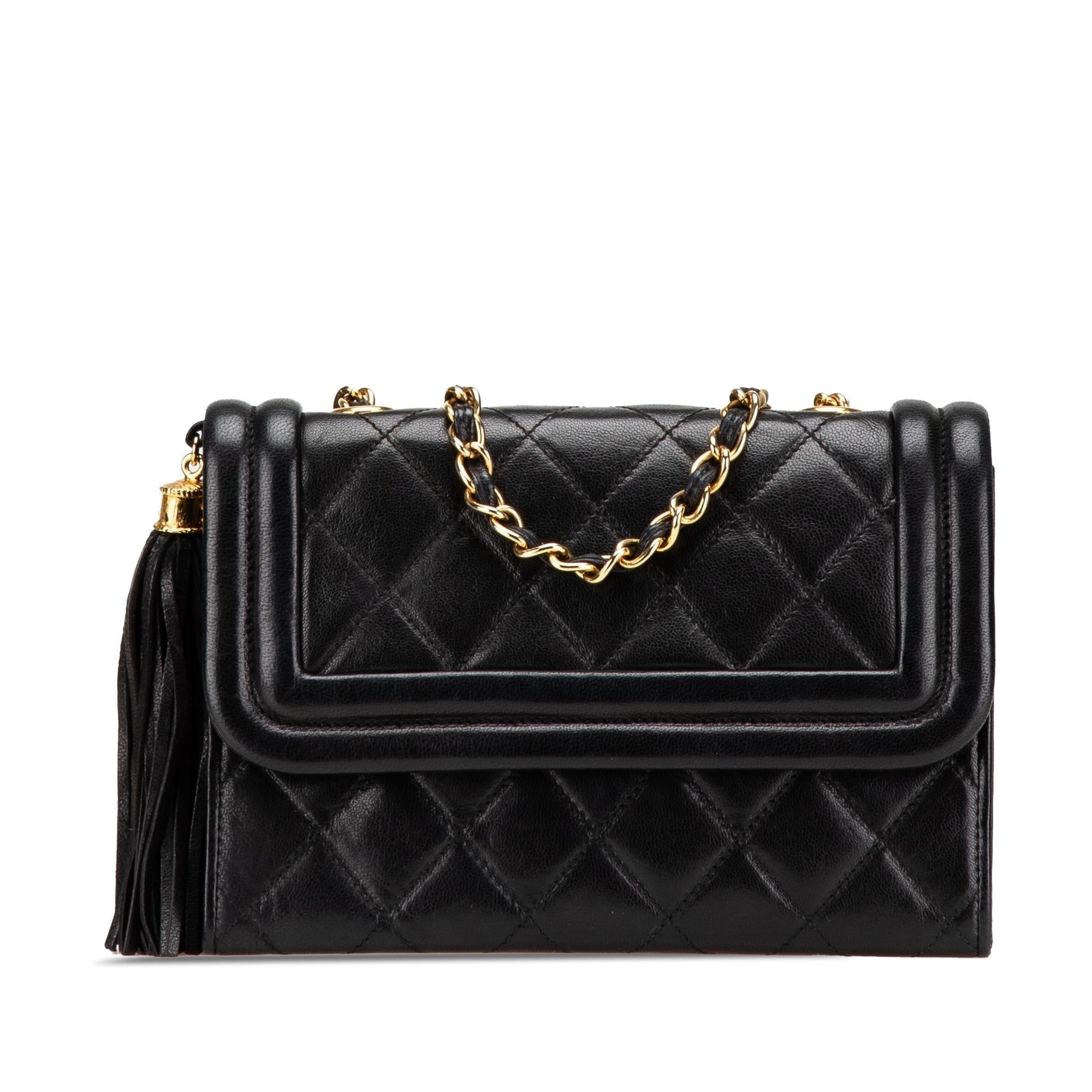 Chanel Quilted Lambskin Tassel Flap Handbag Flap 2