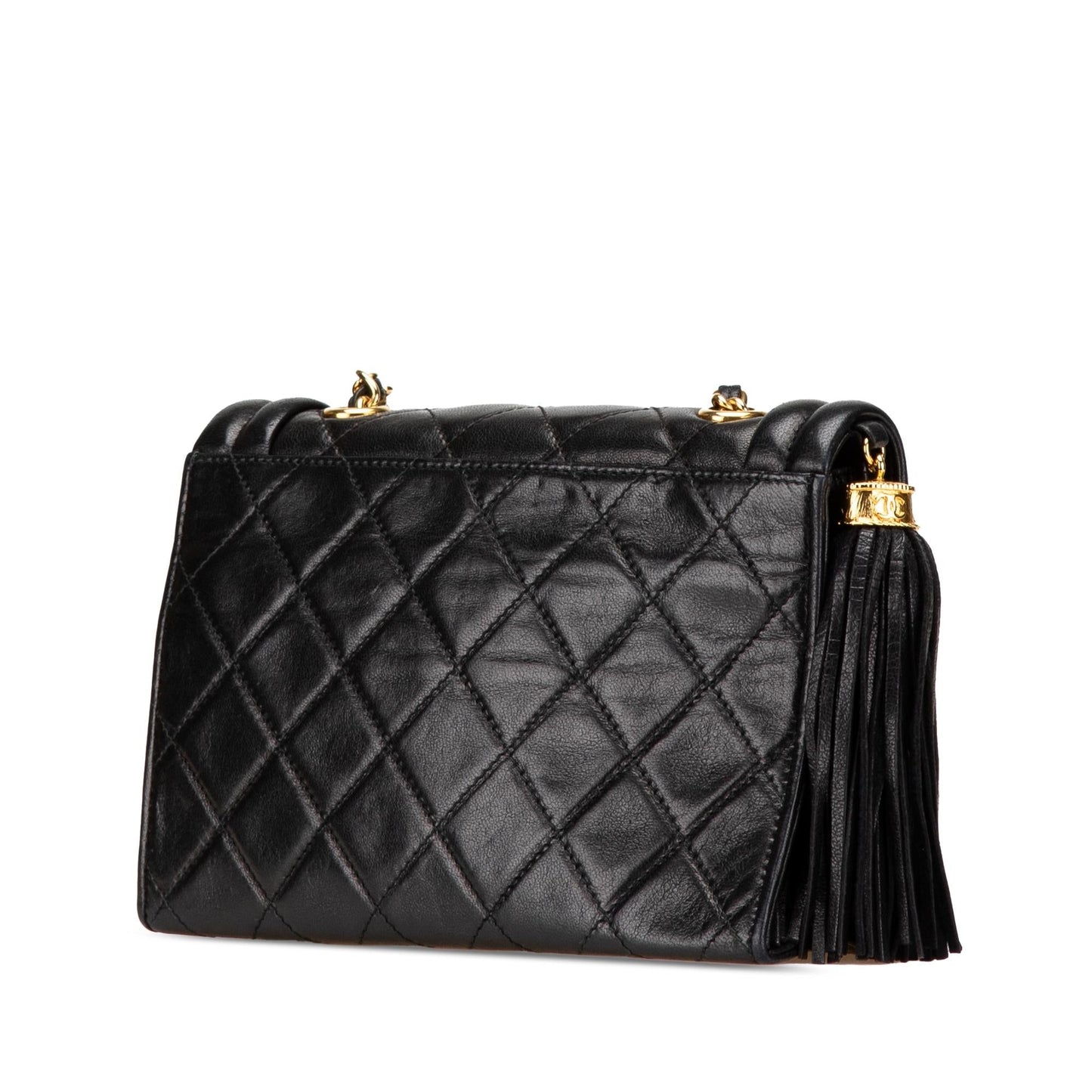 Chanel Quilted Lambskin Tassel Flap Handbag Flap 2