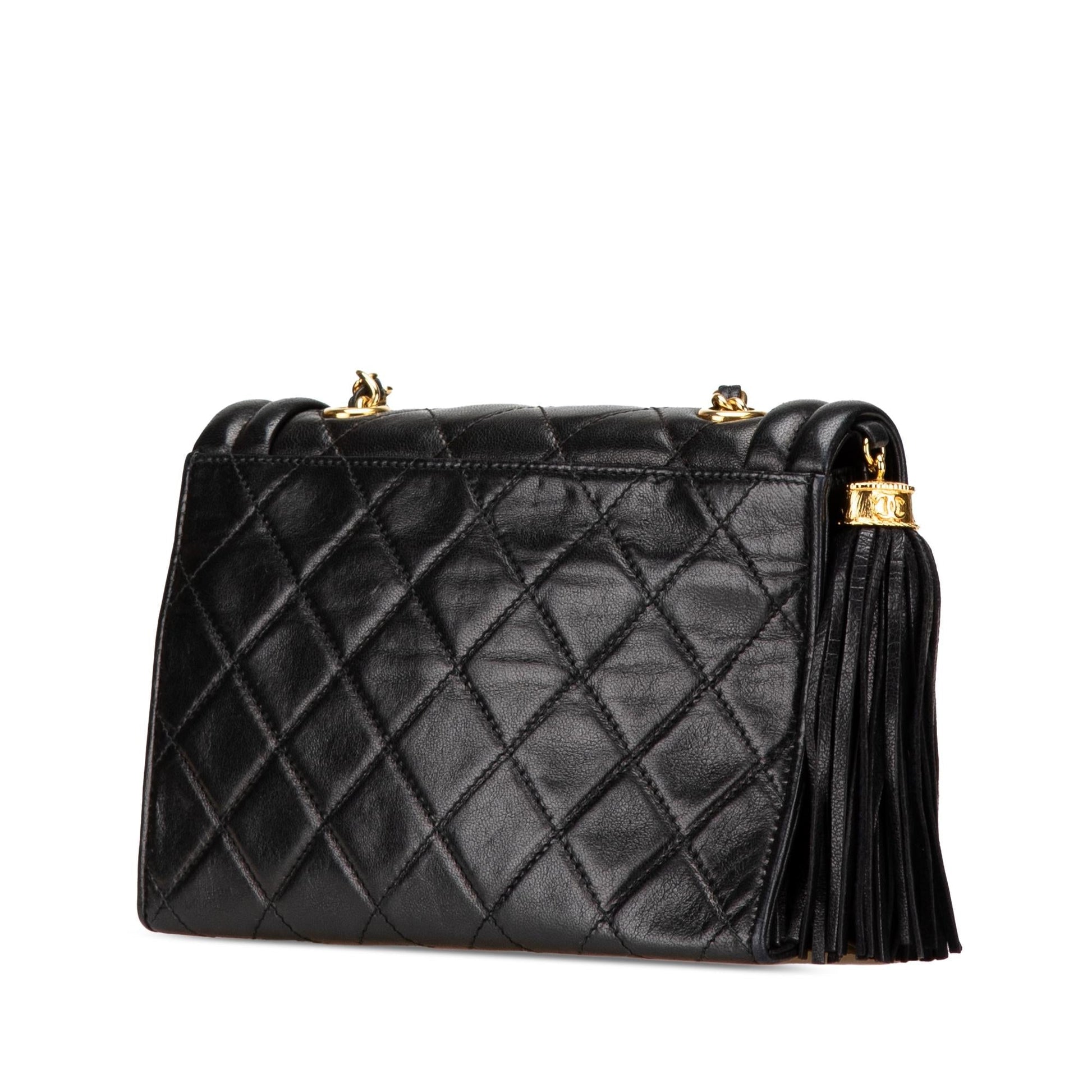 Chanel Quilted Lambskin Tassel Flap Handbag Flap 2