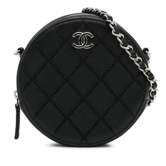 Chanel Quilted Lambskin Ultimate Stitch Round SHG-BLUPE1 Clutch Bag