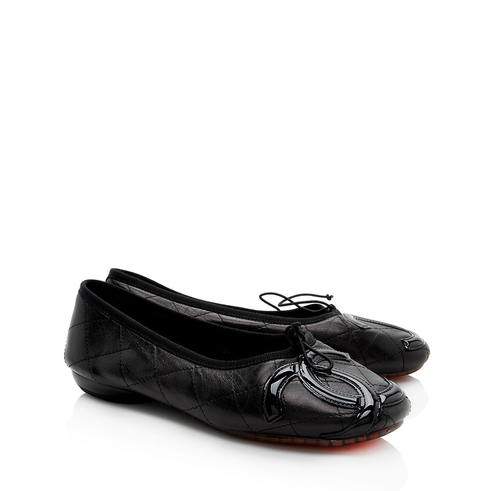 Chanel Quilted Cambon Ballet Flats Leather Shoes