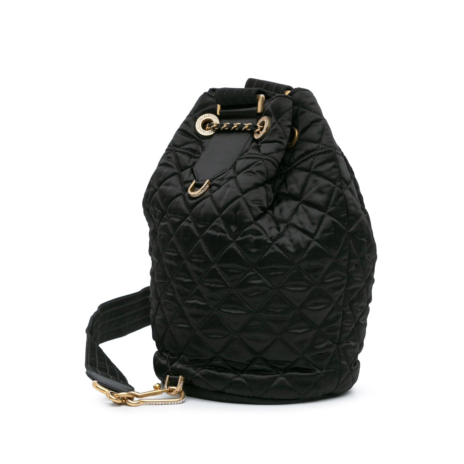 Chanel Quilted Nylon Crystal CC Drawstring Sling Jewelry