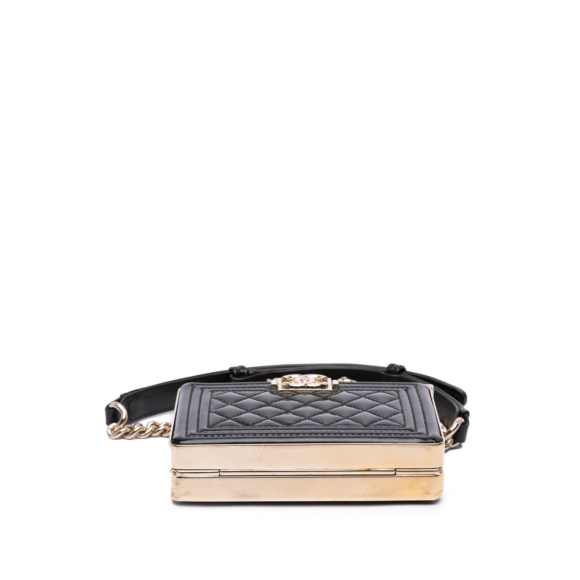 Chanel Quilted Patent Boy Box Minaudiere on Handbag