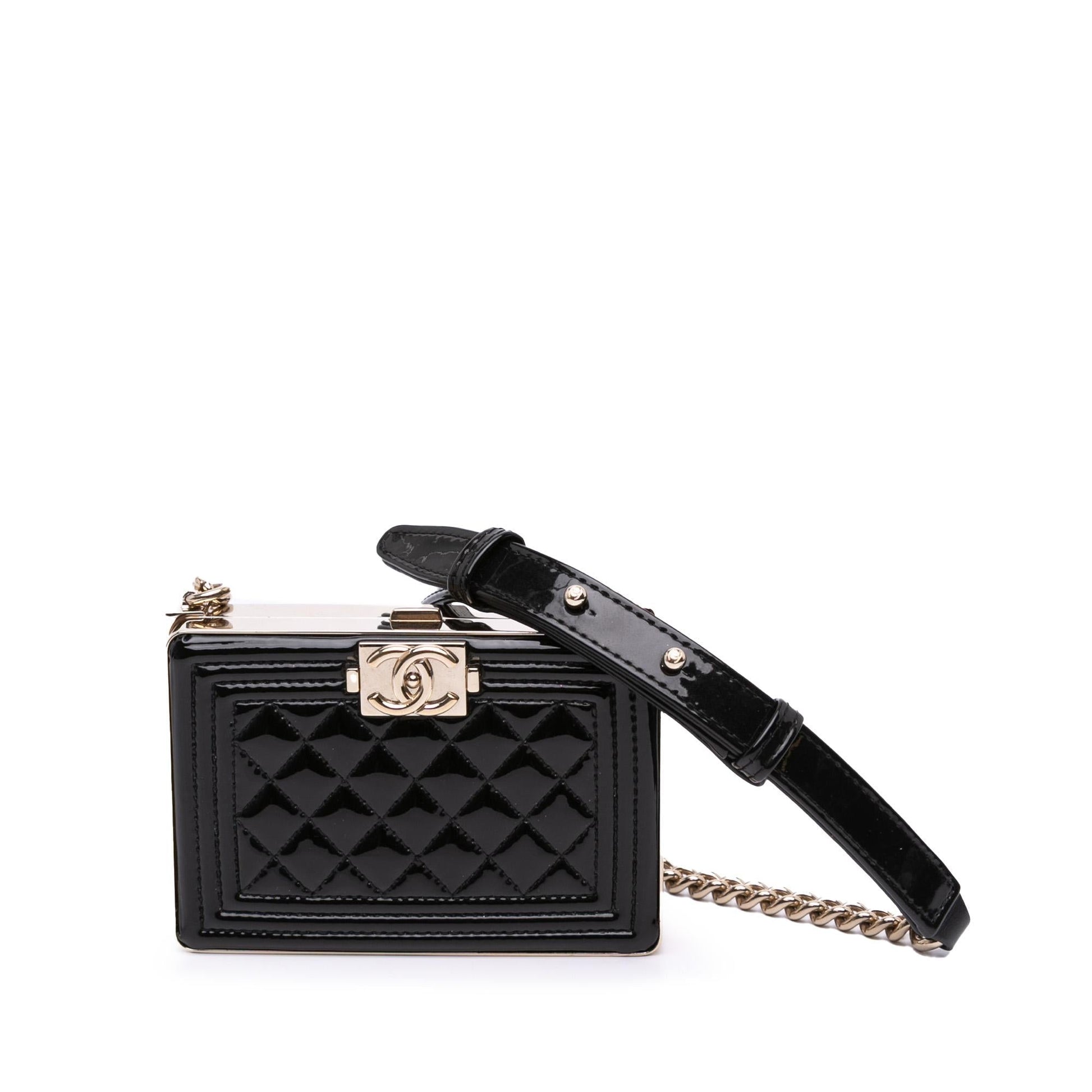 Chanel Quilted Patent Boy Box Minaudiere on Handbag