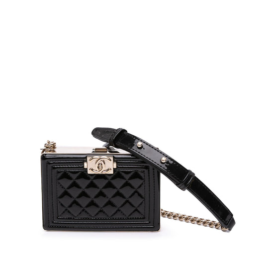 Chanel Quilted Patent Boy Box Minaudiere on Handbag Chain 1