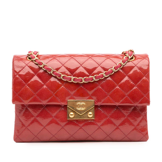 Chanel Quilted Patent Goatskin Pagoda Accordion Flap Handbag
