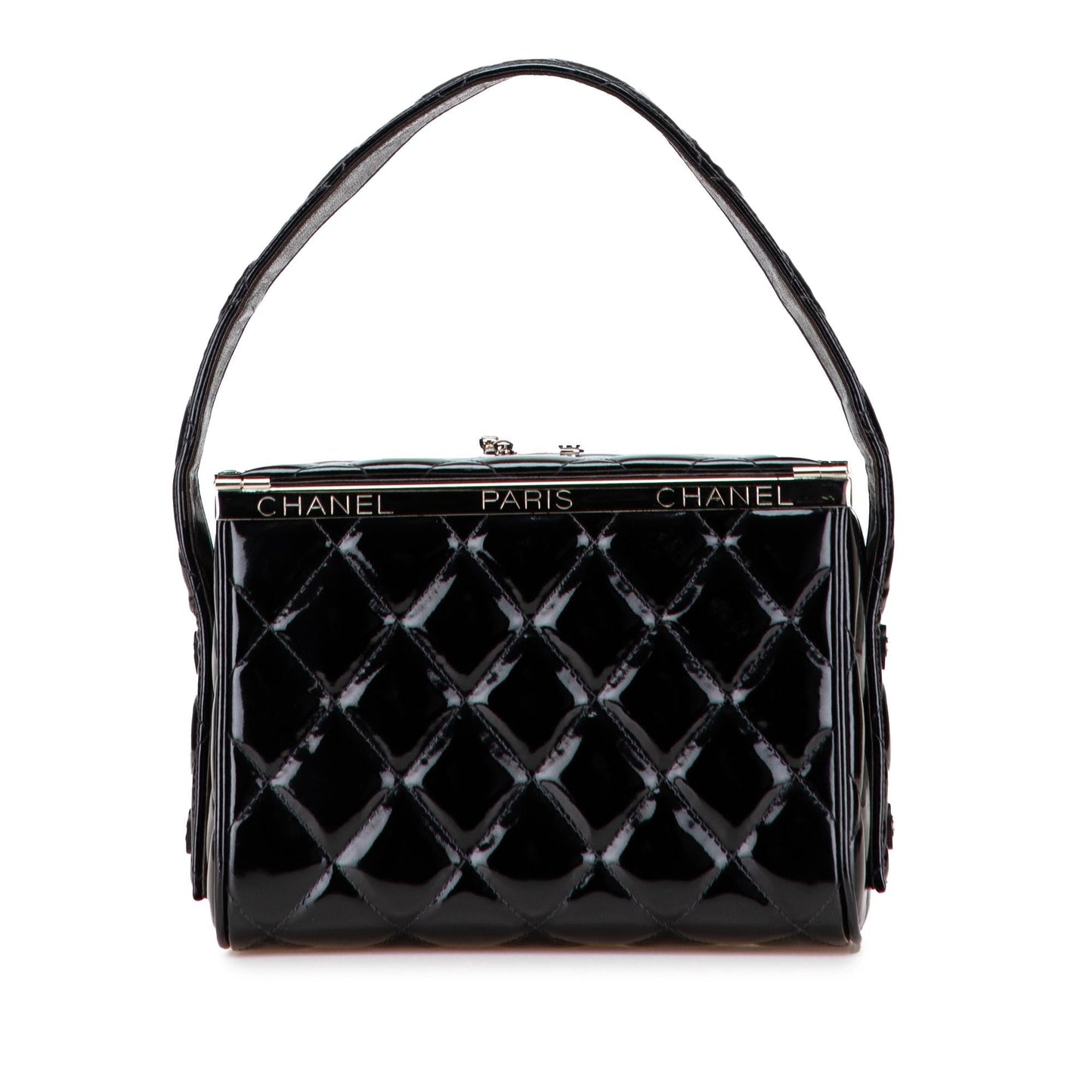 Chanel Quilted Patent Box Leather Handbag