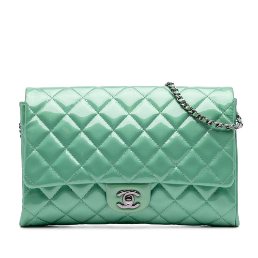 Chanel Quilted Patent New on Clutch Bag