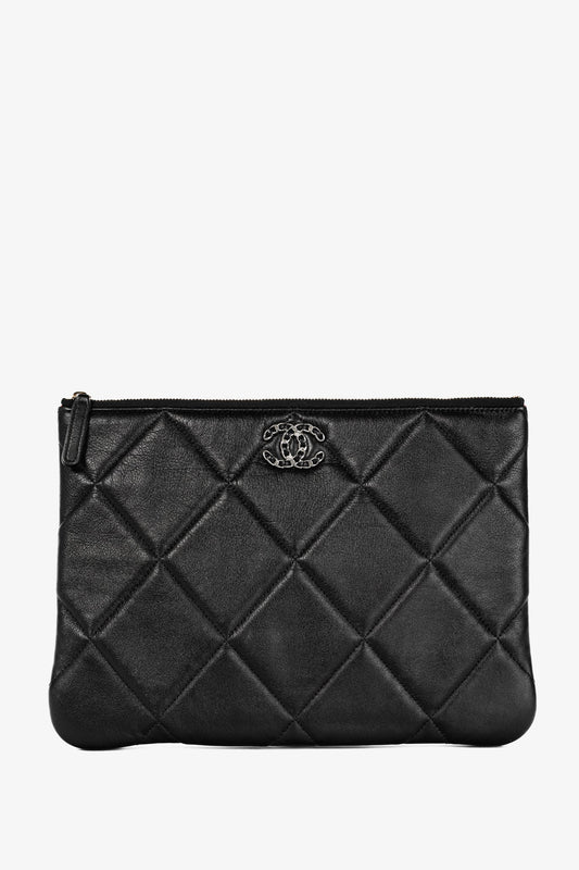 Chanel Black 19 Model Lambskin Quilted Medium O-Case Bag