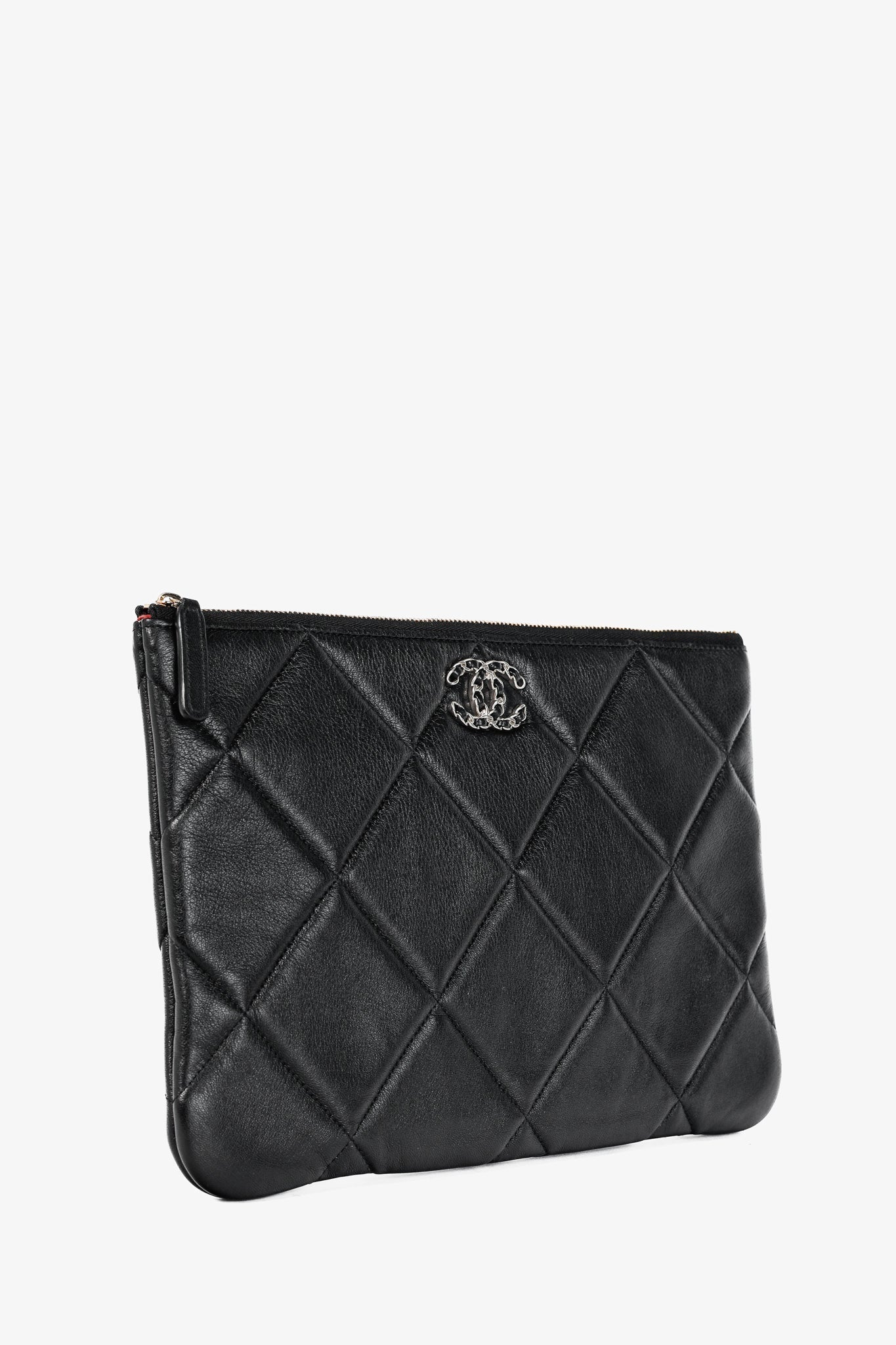 Chanel Black 19 Model Lambskin Quilted Medium O-Case Bag