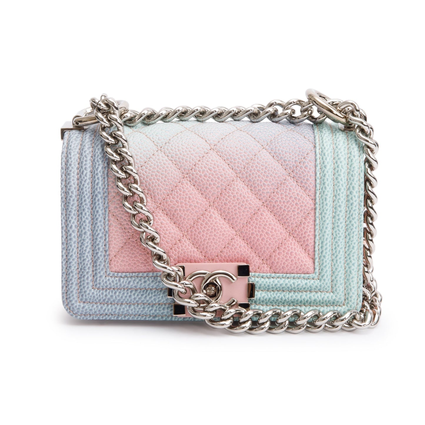 Chanel Rainbow Caviar Boy Flap Leather Travel Bag