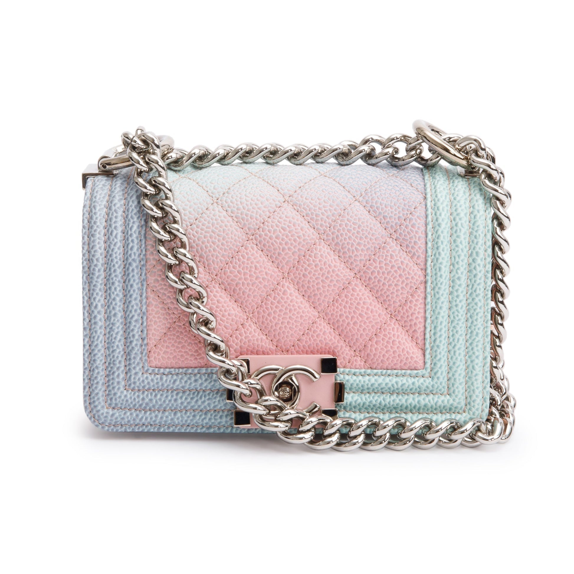 Chanel Rainbow Caviar Boy Flap Leather Travel Bag