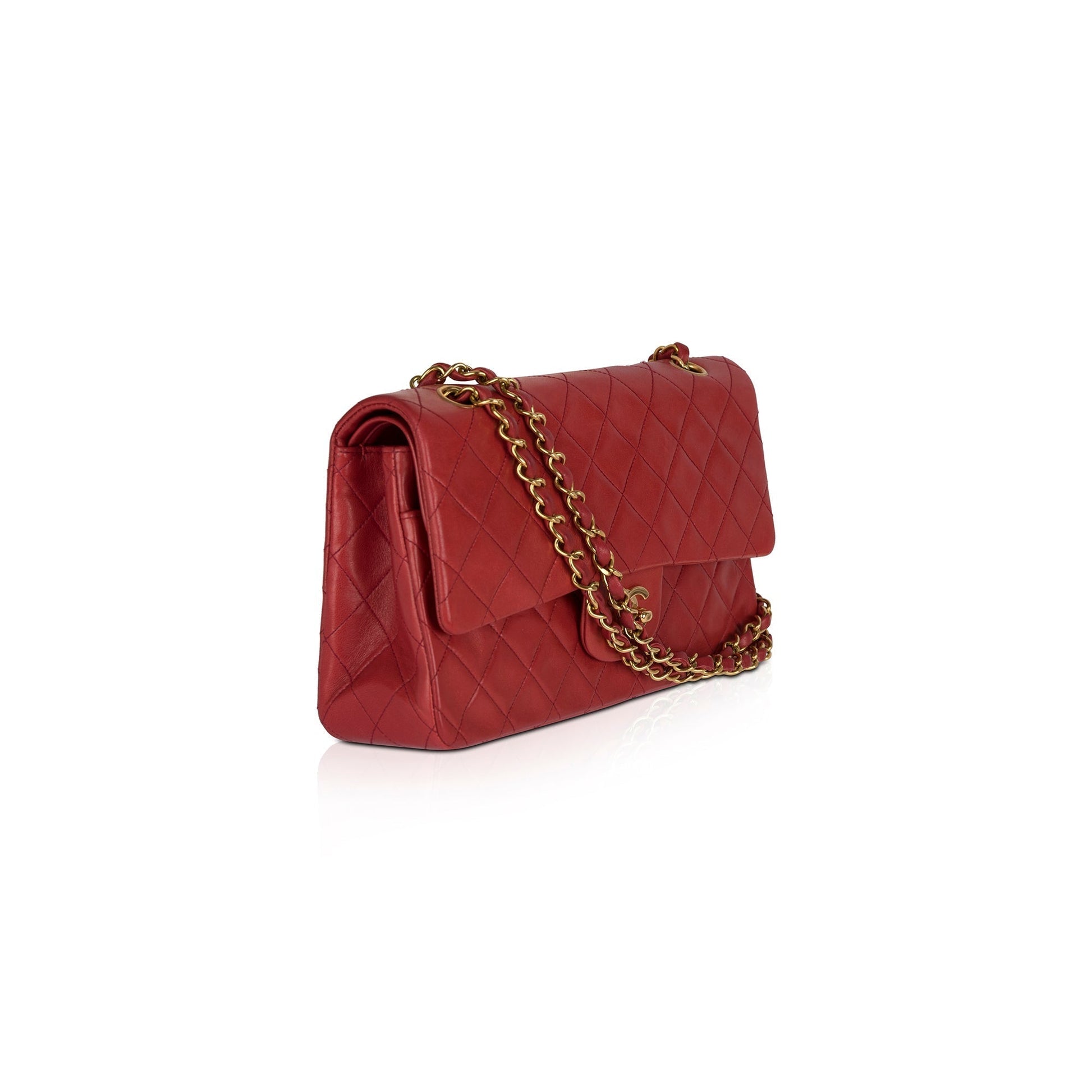 Chanel Classic Double Flap Lambskin Red Travel Bag