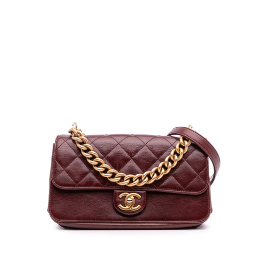 Chanel Aged Calfskin Straight Lined Flap Small Handbag Flap 2