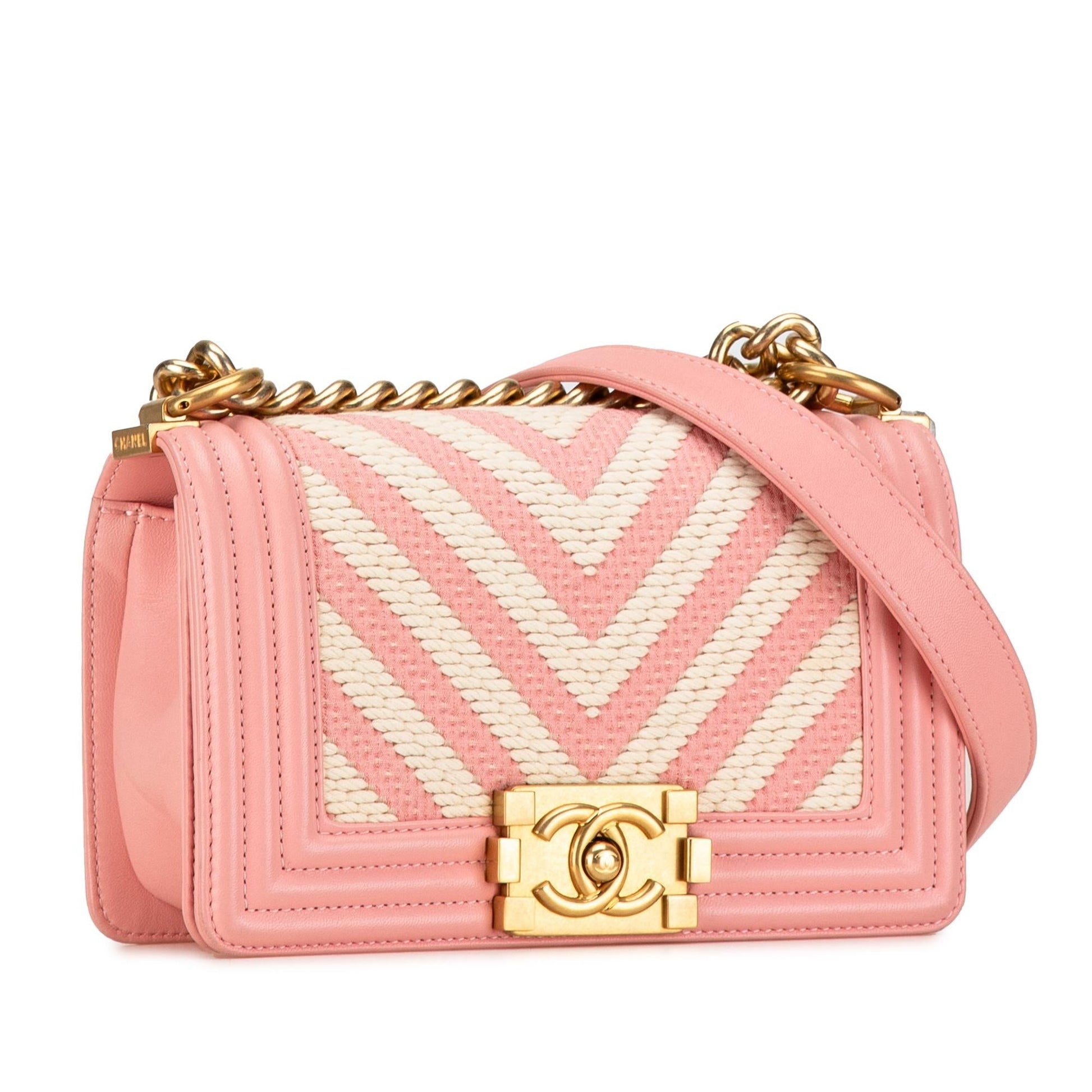 Chanel Braided Chevron Boy Flap Small Handbag