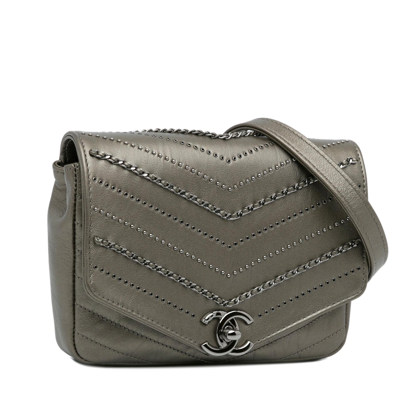 Chanel Chevron Data Center Envelope Flap Small Shoulder Bag